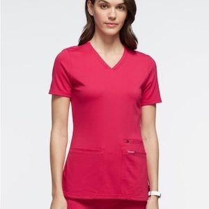 Jaanuu Women's Electric Magenta Scrubs Top - Size S